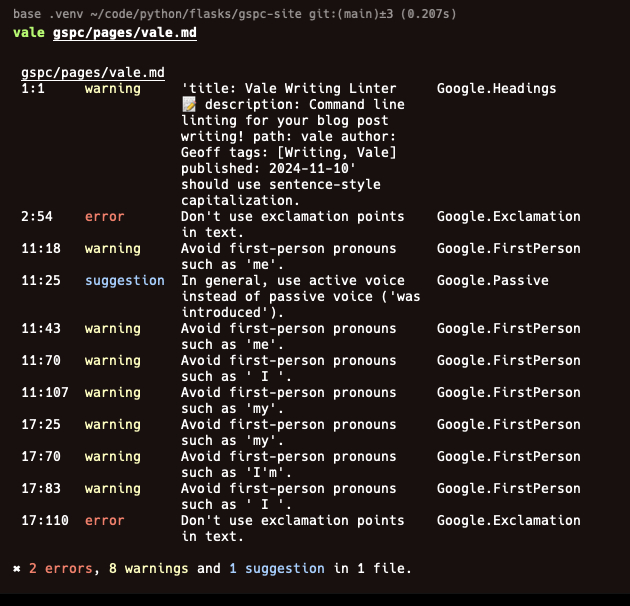 Using Vale CLI to check writing style